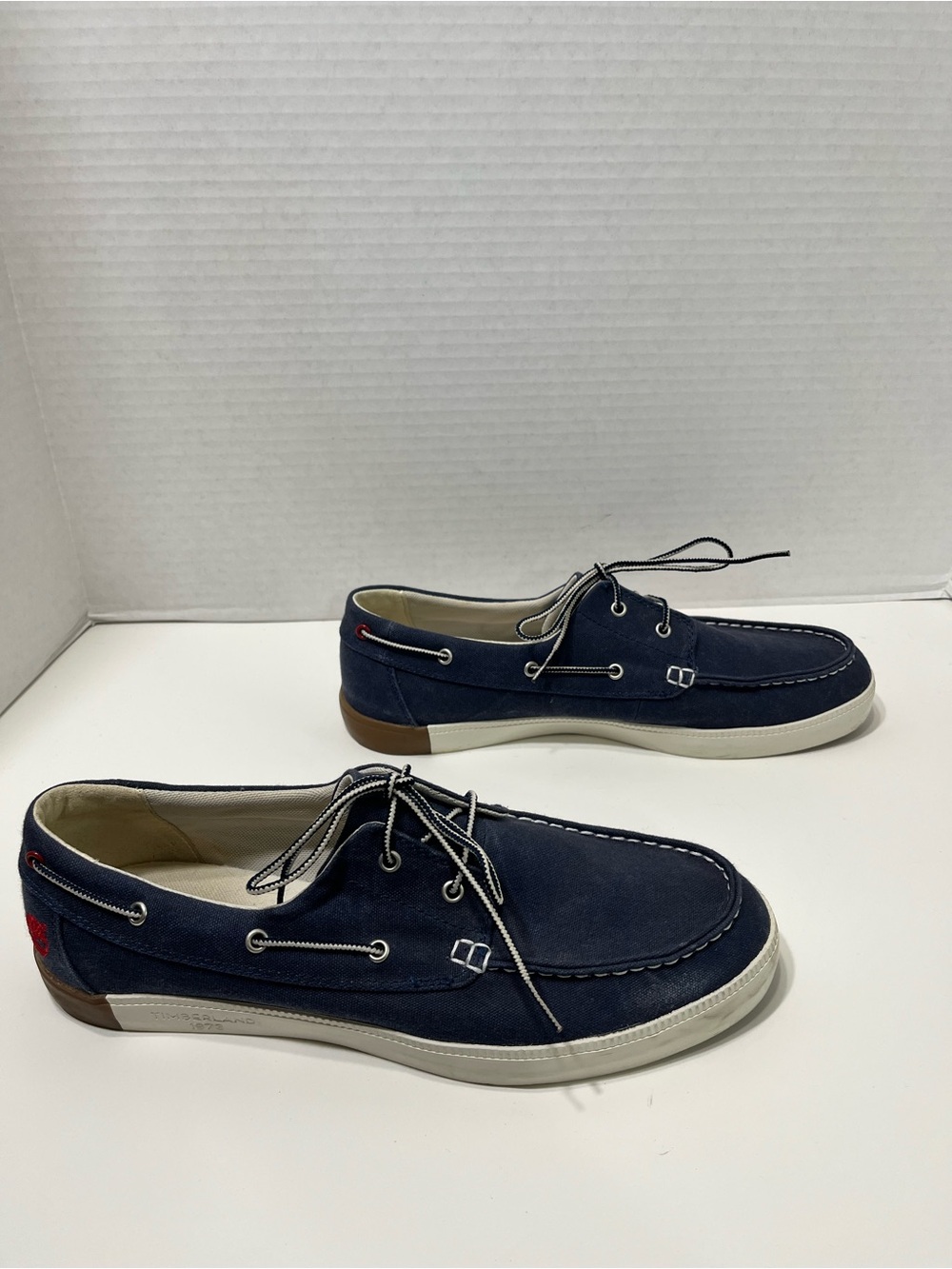 TIMBERLAND Newport Bay 2 eye navy canvas boat shoes men’s size 12 sneakers